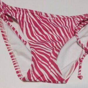 HULA HONEY white/pink zebra print tunnel/tie side swim bikini bottom Size S